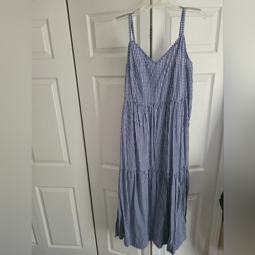 Old Navy Blue Checkered Midi Dress